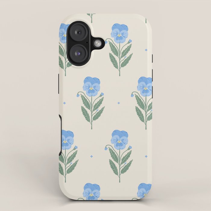 Blue Pansy Floral Repeat iPhone Case Gallery Image 1