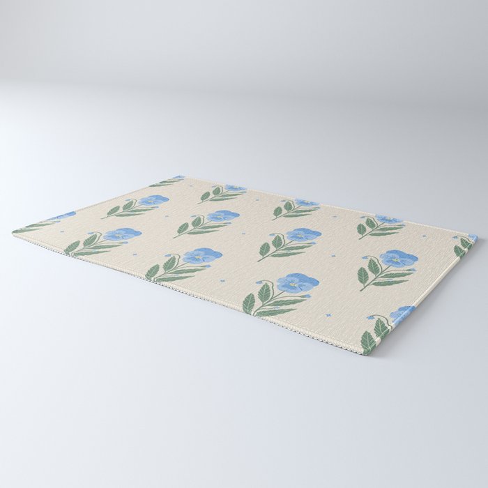 Blue Pansy Floral Repeat Rug Gallery Image 3