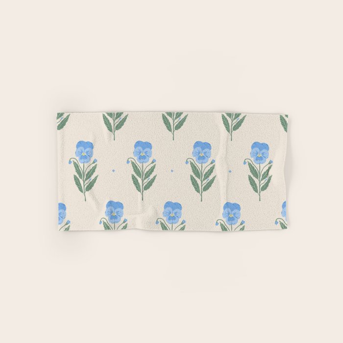 Blue Pansy Floral Repeat Bath Towel Gallery Image 1