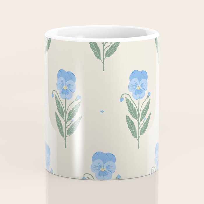 Blue Pansy Floral Repeat Coffee Mug Gallery Image 4