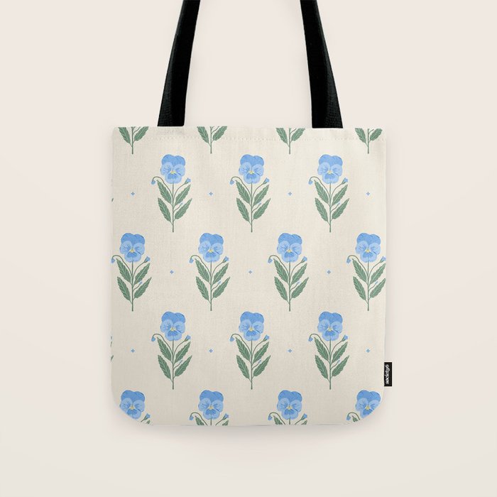 Blue Pansy Floral Repeat Tote Bag Gallery Image 1