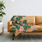 Vibrant Monstera Leaf Pattern Throw Blanket Gallery Image 1