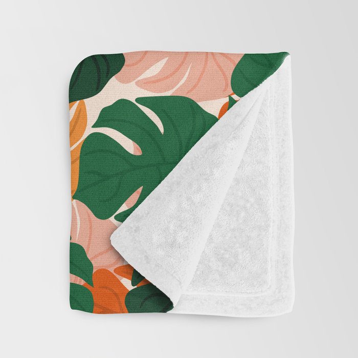 Vibrant Monstera Leaf Pattern Throw Blanket Gallery Image 3