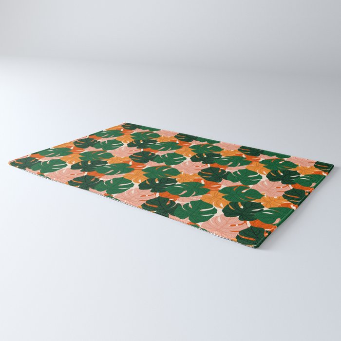 Vibrant Monstera Leaf Pattern Rug Gallery Image 3