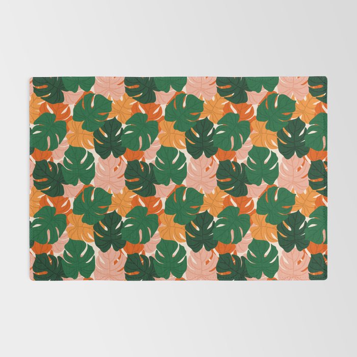 Vibrant Monstera Leaf Pattern Rug Gallery Image 2