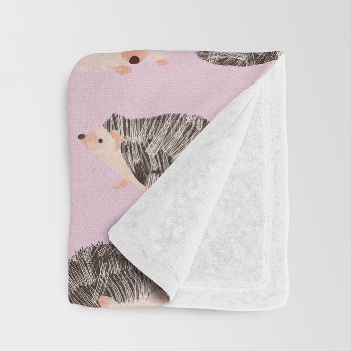 Hedgehog Rose Pink Throw Blanket Gallery Image 3