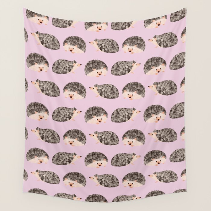 Hedgehog Rose Pink Wall Tapestry Gallery Image 4