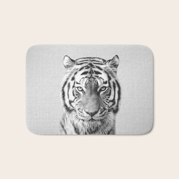 Tiger - Black & White Bath Mat Gallery Image 1