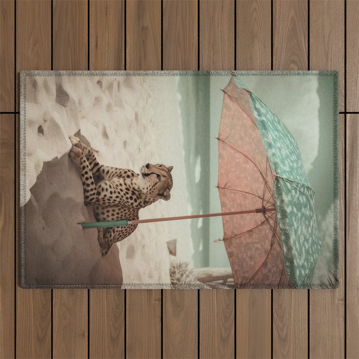 Cheetah's Vacation, Beach Prints Outdoor Rug Gallery Image 1