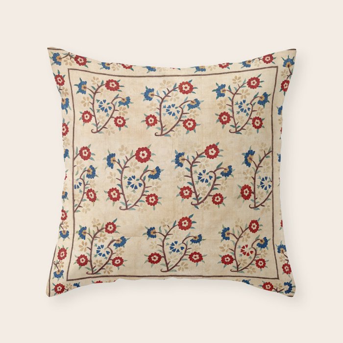 Bokce West Anatolian Ottoman Silk Embroidery Print Throw Pillow Gallery Image 6