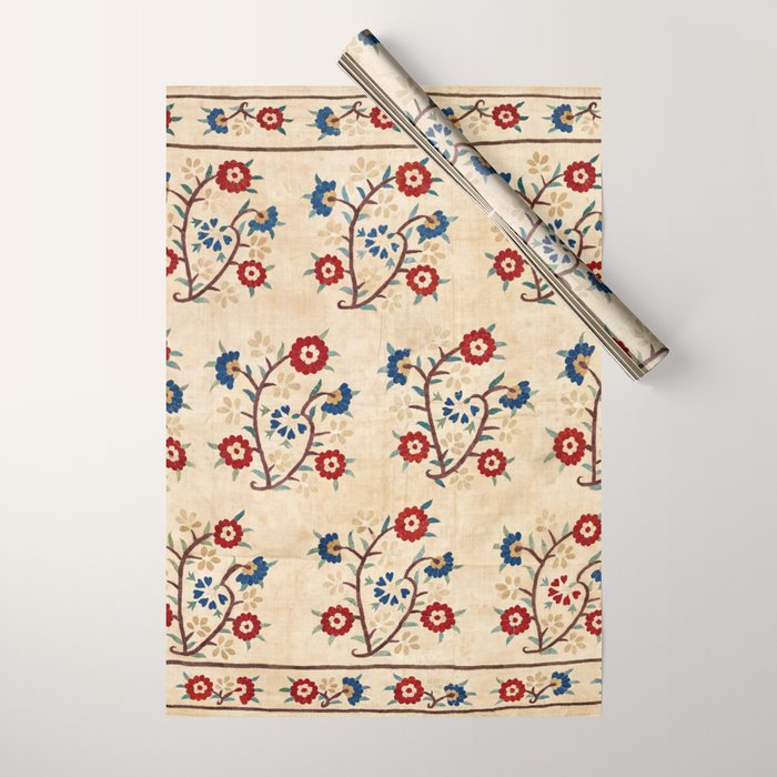 Bokce West Anatolian Ottoman Silk Embroidery Print Wrapping Paper Gallery Image 1