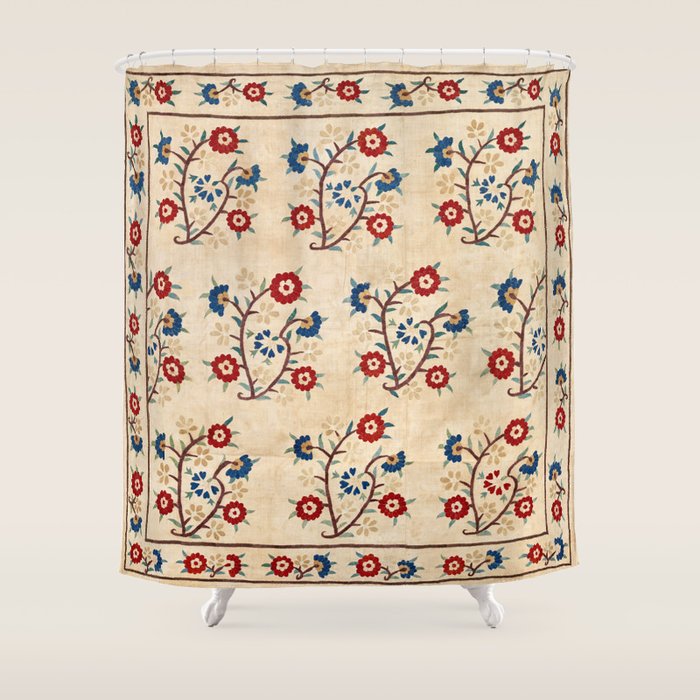 Bokce West Anatolian Ottoman Silk Embroidery Print Shower Curtain Gallery Image 1