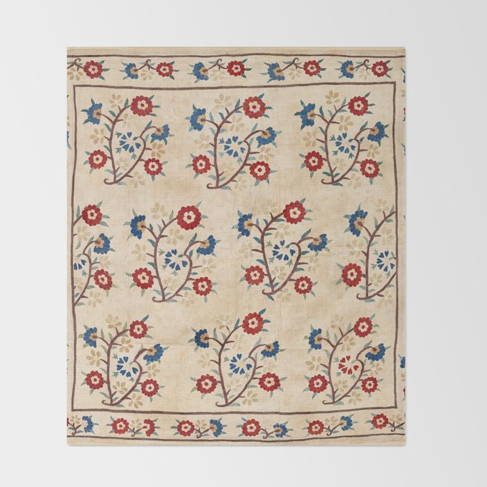 Bokce West Anatolian Ottoman Silk Embroidery Print Throw Blanket Gallery Image 2