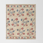 Bokce West Anatolian Ottoman Silk Embroidery Print Throw Blanket Gallery Image 2