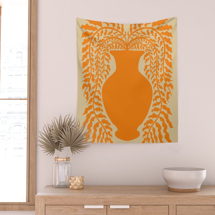 Floral fern Pottery  Wall Tapestry Gallery Image 2