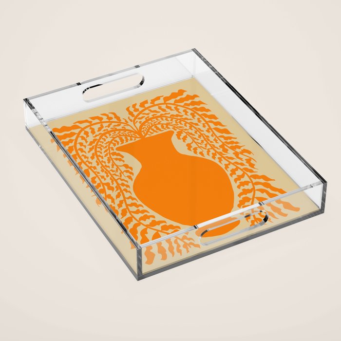 Floral fern Pottery  Acrylic Tray Gallery Image 1