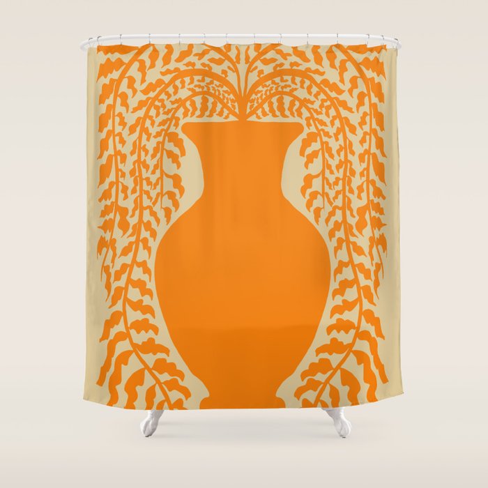 Floral fern Pottery  Shower Curtain Gallery Image 1