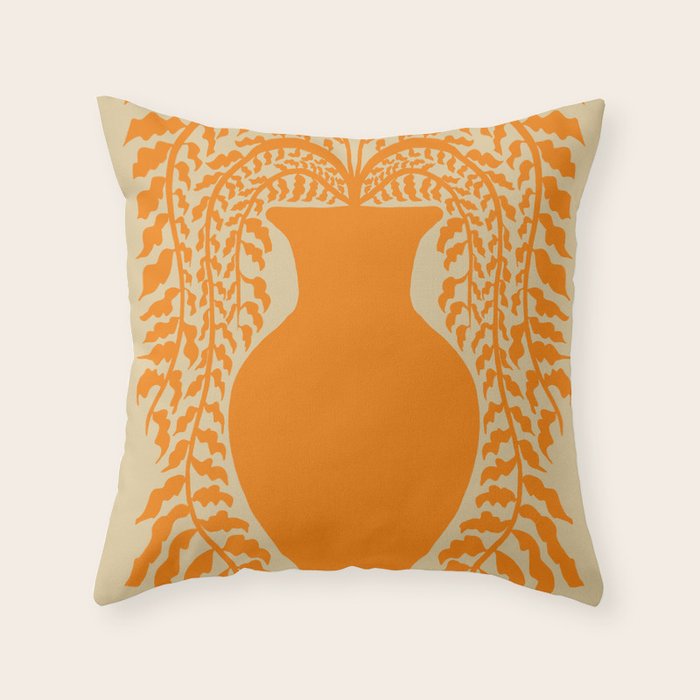 Floral fern Pottery  Throw Pillow Gallery Image 6