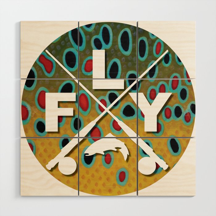 Brown Trout Fly Fishing  Wood Wall Art Gallery Image 1