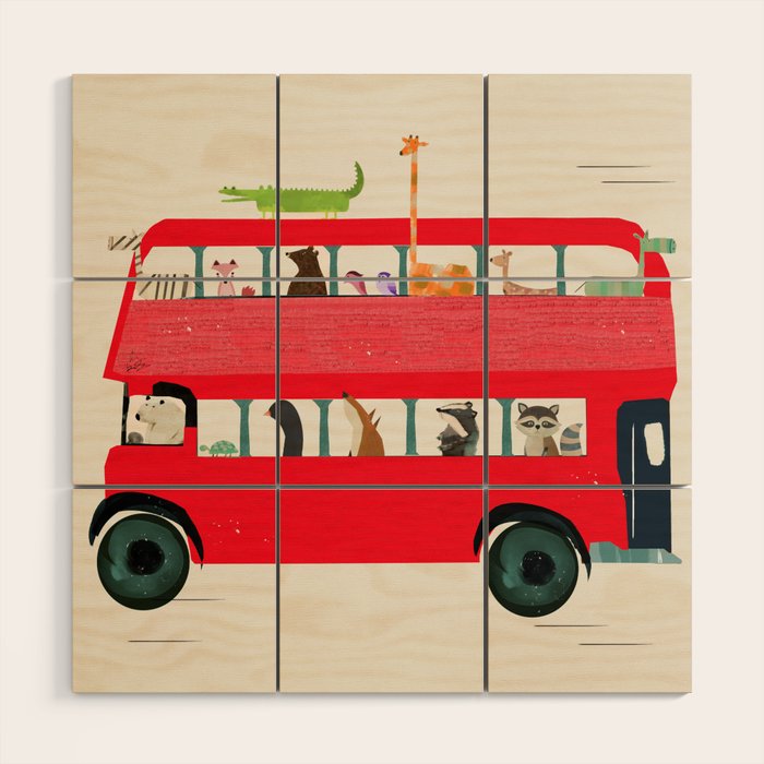 The big red bus Wood Wall Art Gallery Image 1