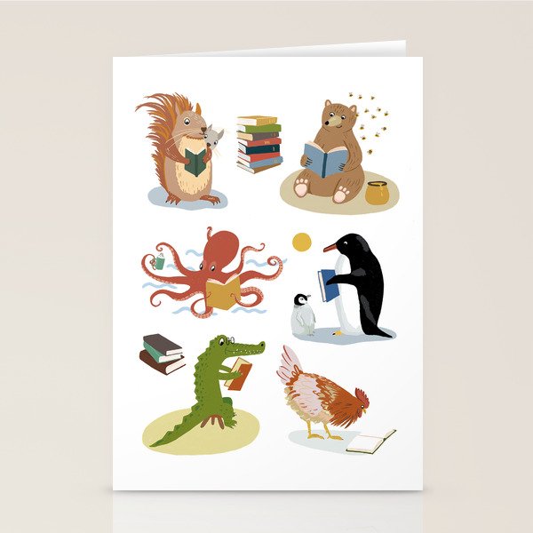Animal Readers Stationery Card Gallery Image 2