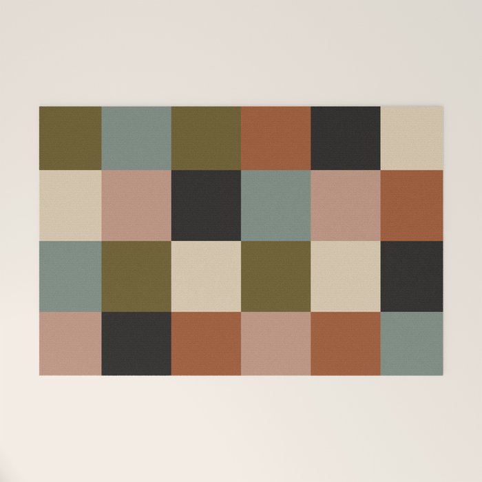 Bold Colorful Checks Pattern - Large II Welcome Mat Gallery Image 1