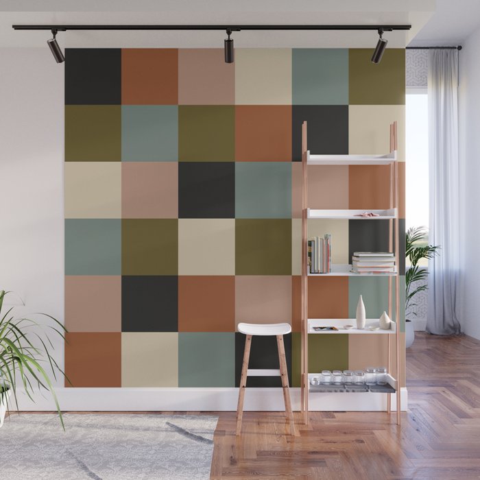 Bold Colorful Checks Pattern - Large II Wall Mural Gallery Image 1