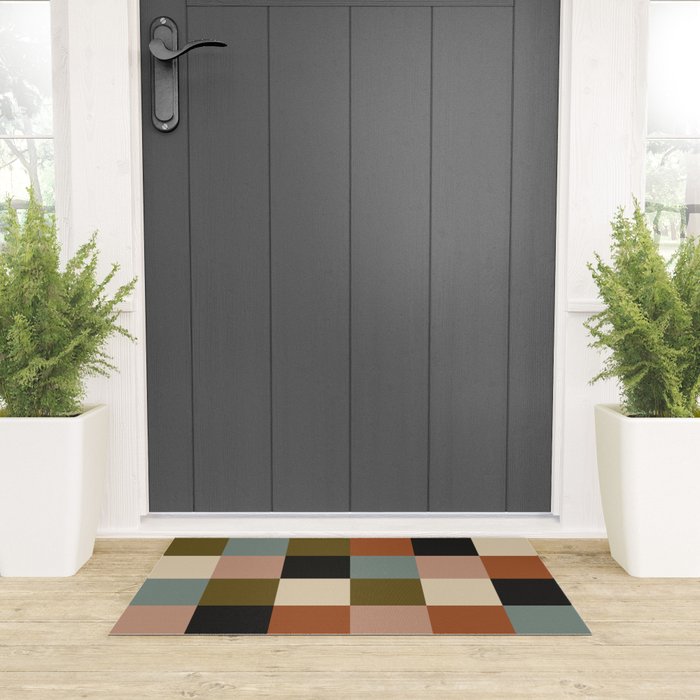 Bold Colorful Checks Pattern - Large II Welcome Mat Gallery Image 3