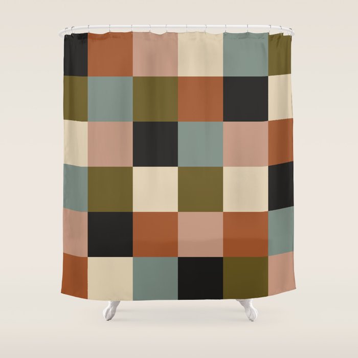 Bold Colorful Checks Pattern - Large II Shower Curtain Gallery Image 1