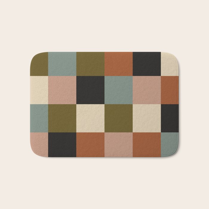 Bold Colorful Checks Pattern - Large II Bath Mat Gallery Image 1