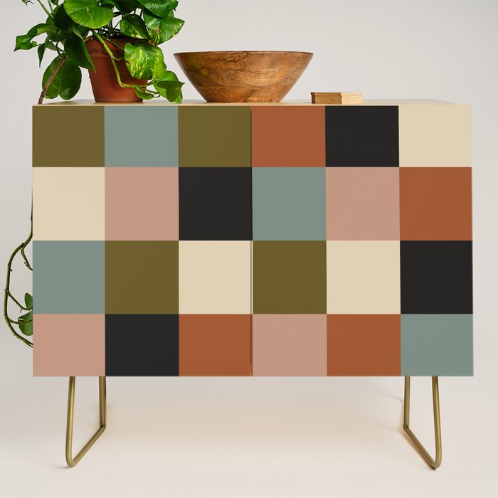 Bold Colorful Checks Pattern - Large II Credenza Gallery Image 1