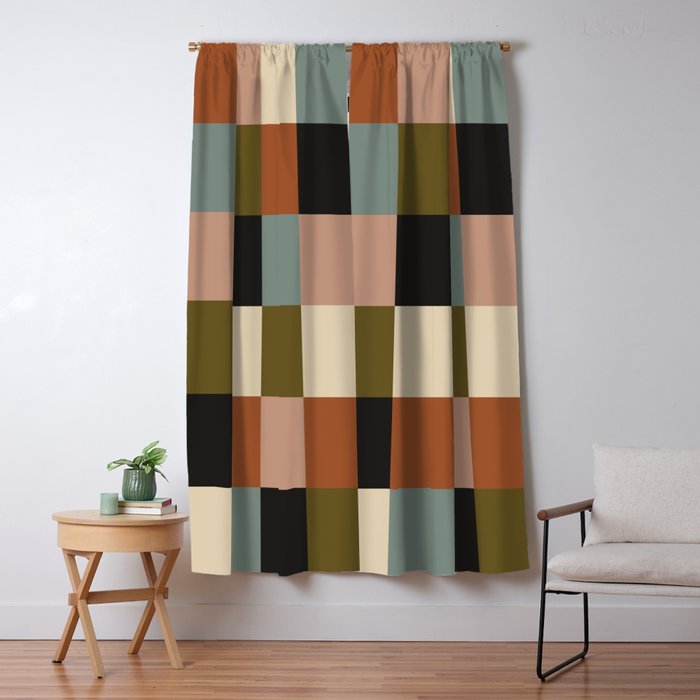 Bold Colorful Checks Pattern - Large II Window Curtain Gallery Image 1