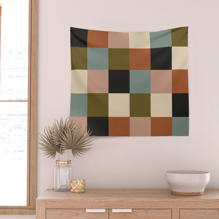 Bold Colorful Checks Pattern - Large II Wall Tapestry Gallery Image 2