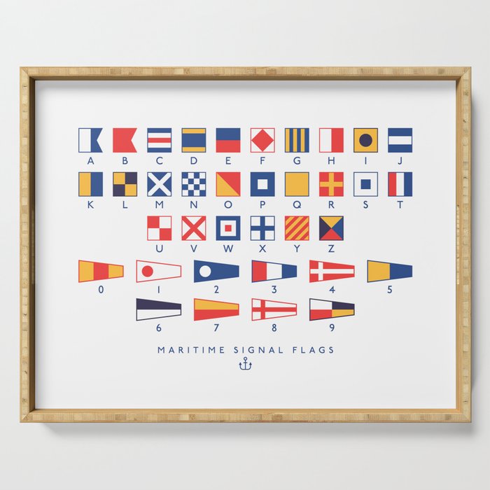 Maritime Nautical Signal Flags Chart - White Serving Tray Gallery Image 1