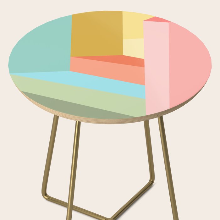 Abstract Geometry Steps in Beachy Pastels Side Table Gallery Image 2