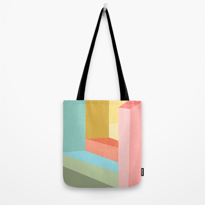 Abstract Geometry Steps in Beachy Pastels Tote Bag Gallery Image 2