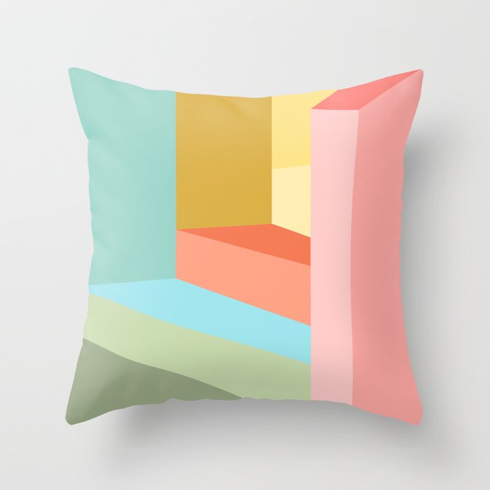 Abstract Geometry Steps in Beachy Pastels Throw Pillow Gallery Image 1