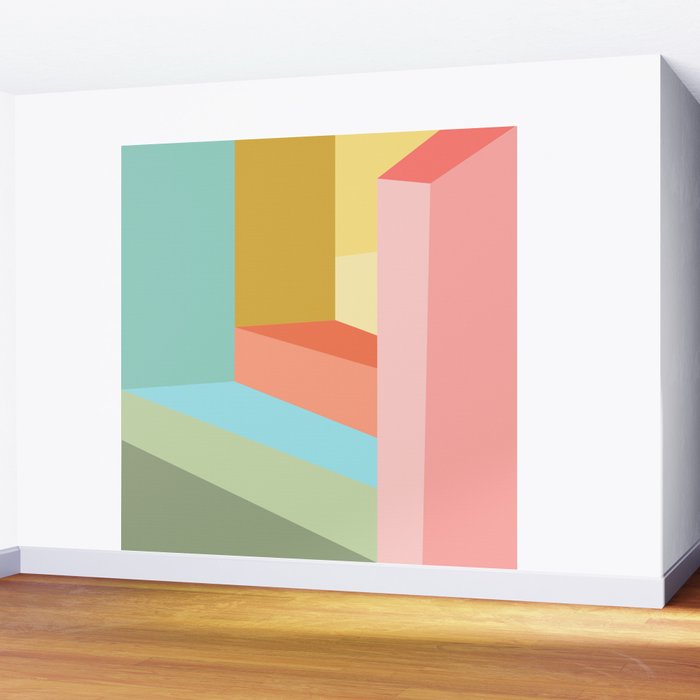 Abstract Geometry Steps in Beachy Pastels Wall Mural Gallery Image 2