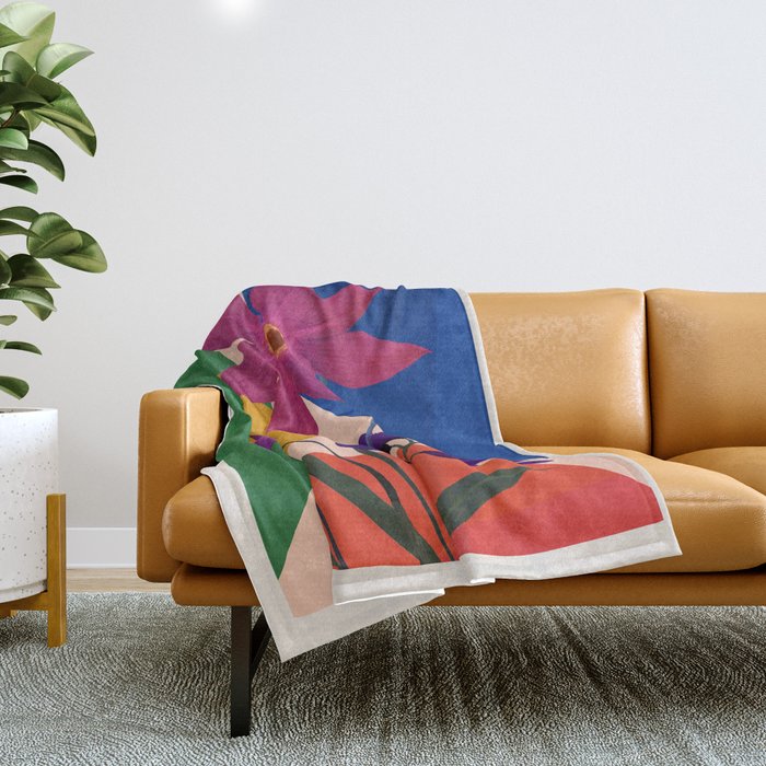 Colorful Bloomscape 1 Throw Blanket Gallery Image 1