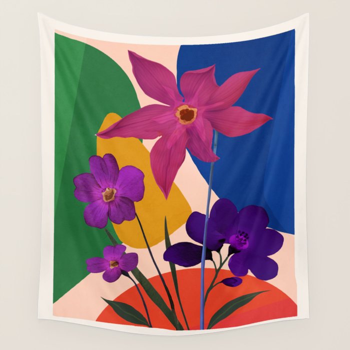 Colorful Bloomscape 1 Wall Tapestry Gallery Image 4