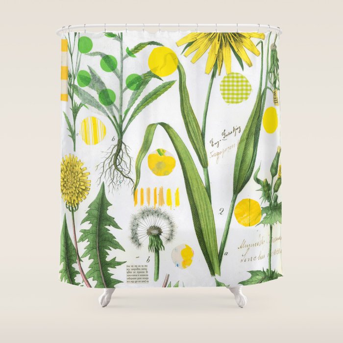 Botanical Series: Yellow Dandelion Shower Curtain Gallery Image 1