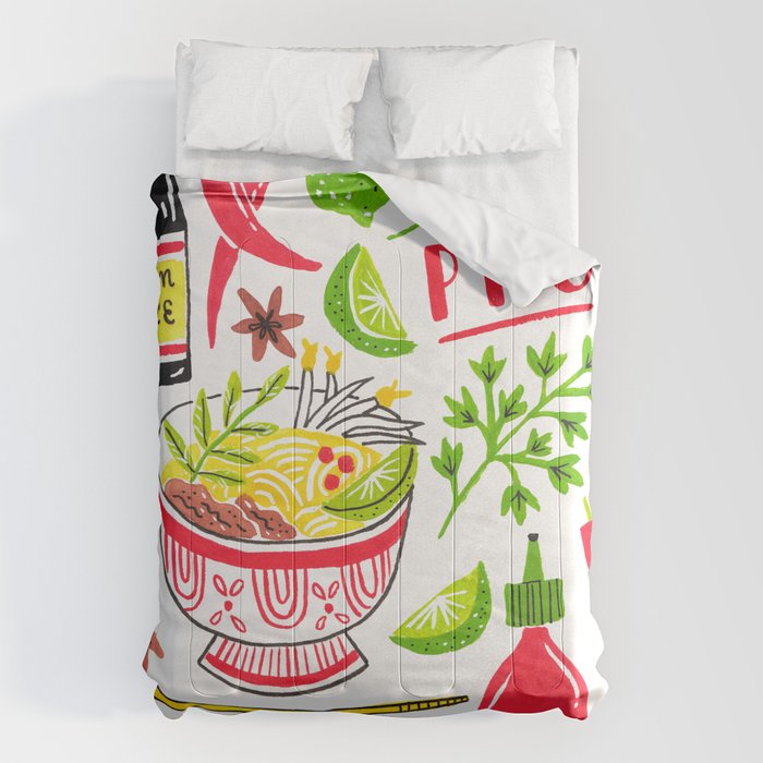 Vietnamese Pho Soup Sriracha Comforter Gallery Image 1