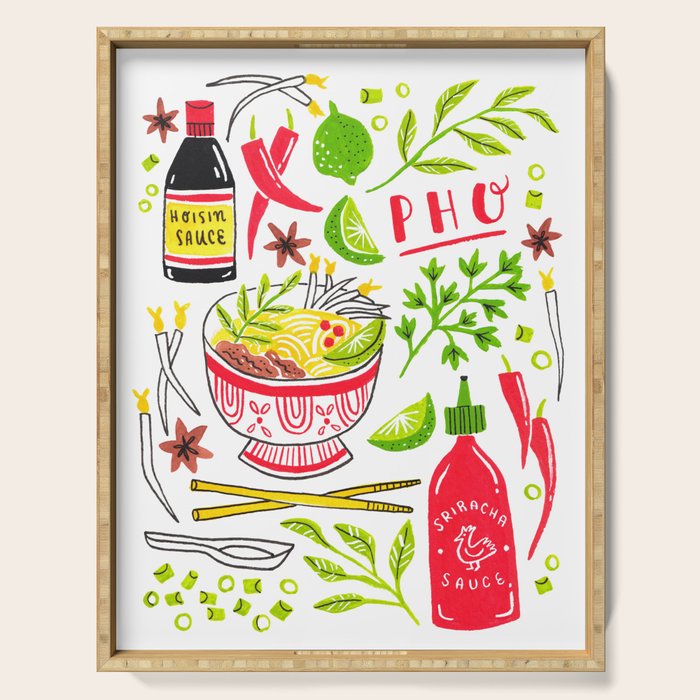 Vietnamese Pho Soup Sriracha Serving Tray Gallery Image 1