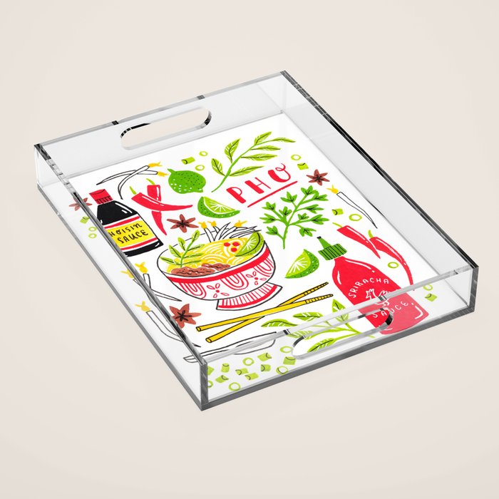 Vietnamese Pho Soup Sriracha Acrylic Tray Gallery Image 1