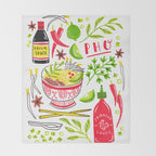 Vietnamese Pho Soup Sriracha Throw Blanket Gallery Image 2
