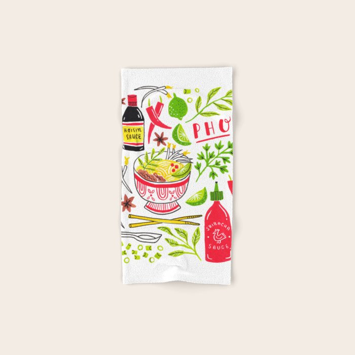 Vietnamese Pho Soup Sriracha Bath Towel Gallery Image 1