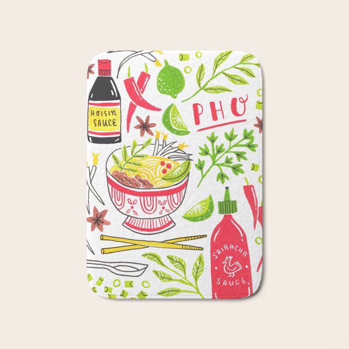Vietnamese Pho Soup Sriracha Bath Mat Gallery Image 1