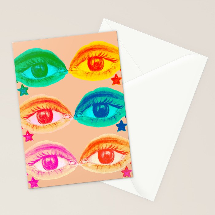 Mystic Colored Eye Pattern  Stationery Card Gallery Image 2