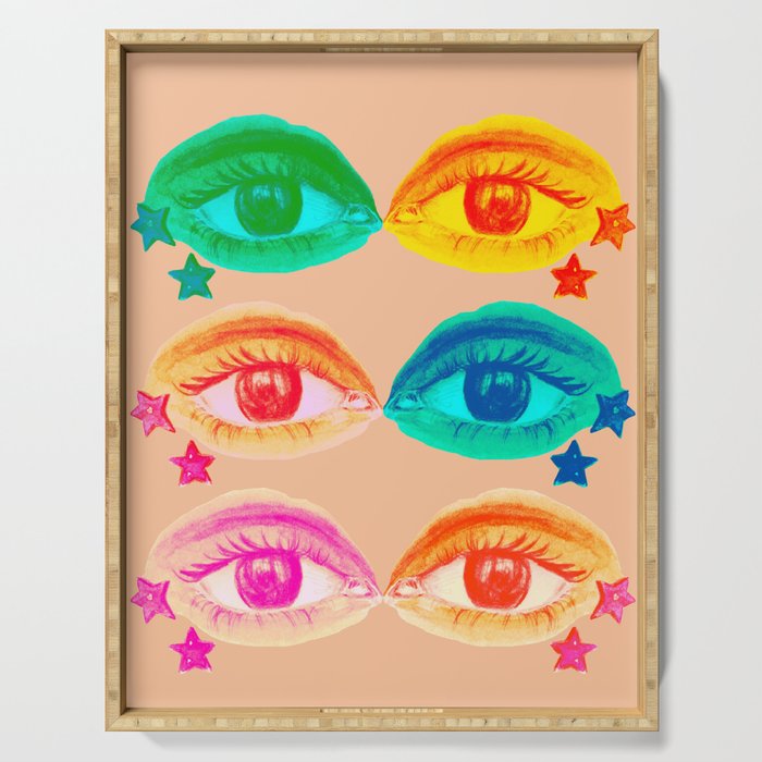 Mystic Colored Eye Pattern  Serving Tray Gallery Image 1