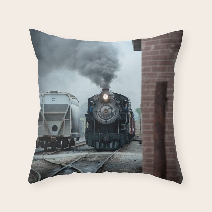 Strasburg Railroad Steam Engine #90 Vintage Train Locomotive Pennsylvania Throw Pillow Gallery Image 1